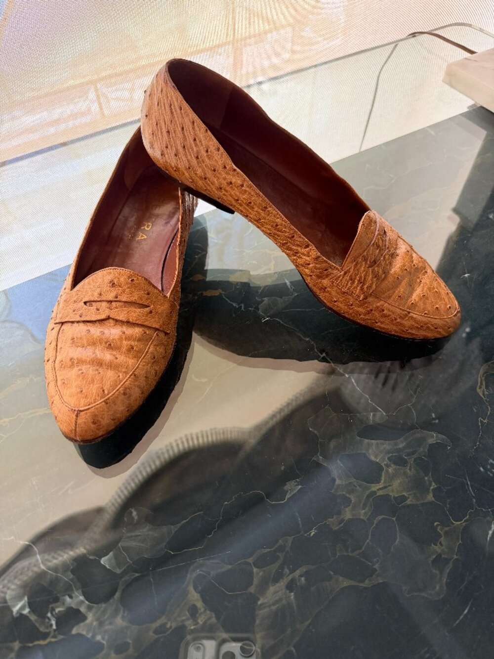 Calzaturificio Petra, Firenze Italy, Authentic Ostrich Leather Penny Loafer